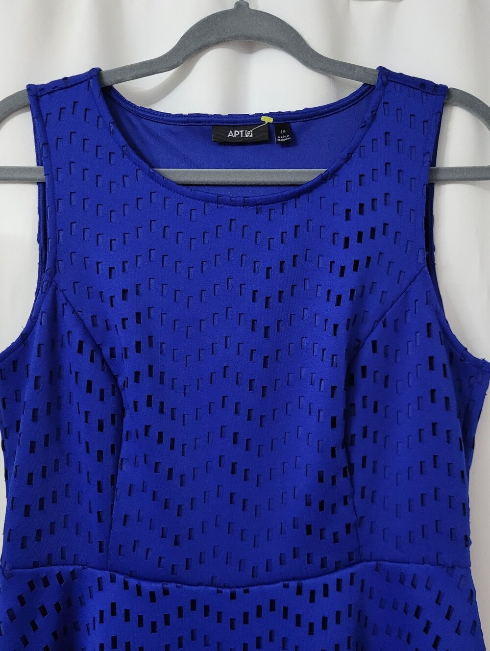 Apt. 9 Royal Blue Perforated Geometric Laser-Cut Fit & Flare Skater Dress - Picture 3 of 10